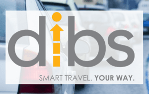 Image of Dibs logo over layed on road traffic