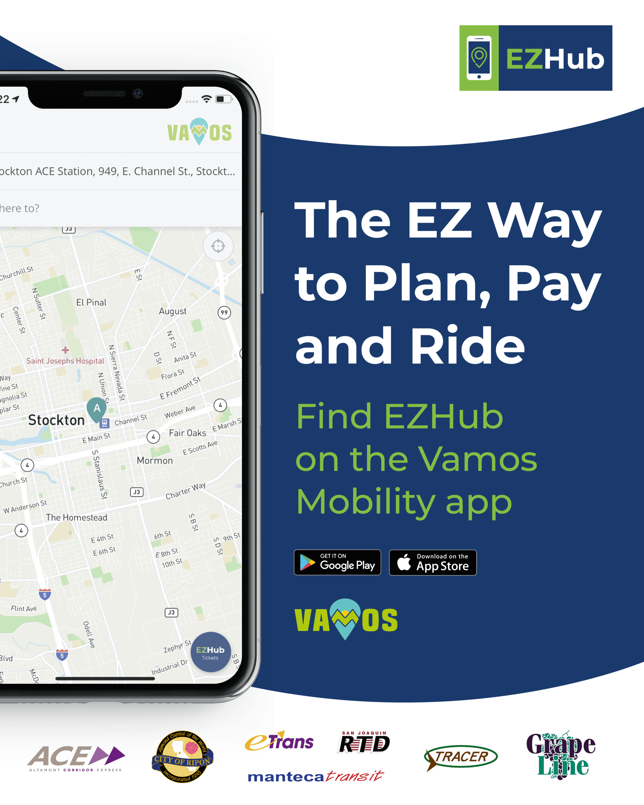 image of a phone showing the EZHUB interface