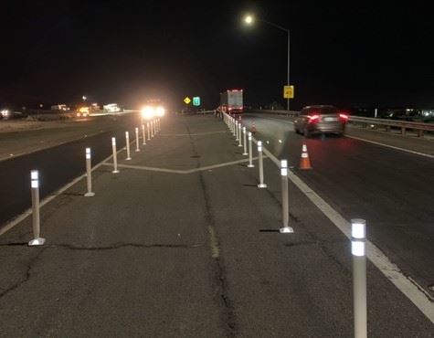 Caltrans is scheduled to install permanent traffic lane channelizers next week along eastbound State