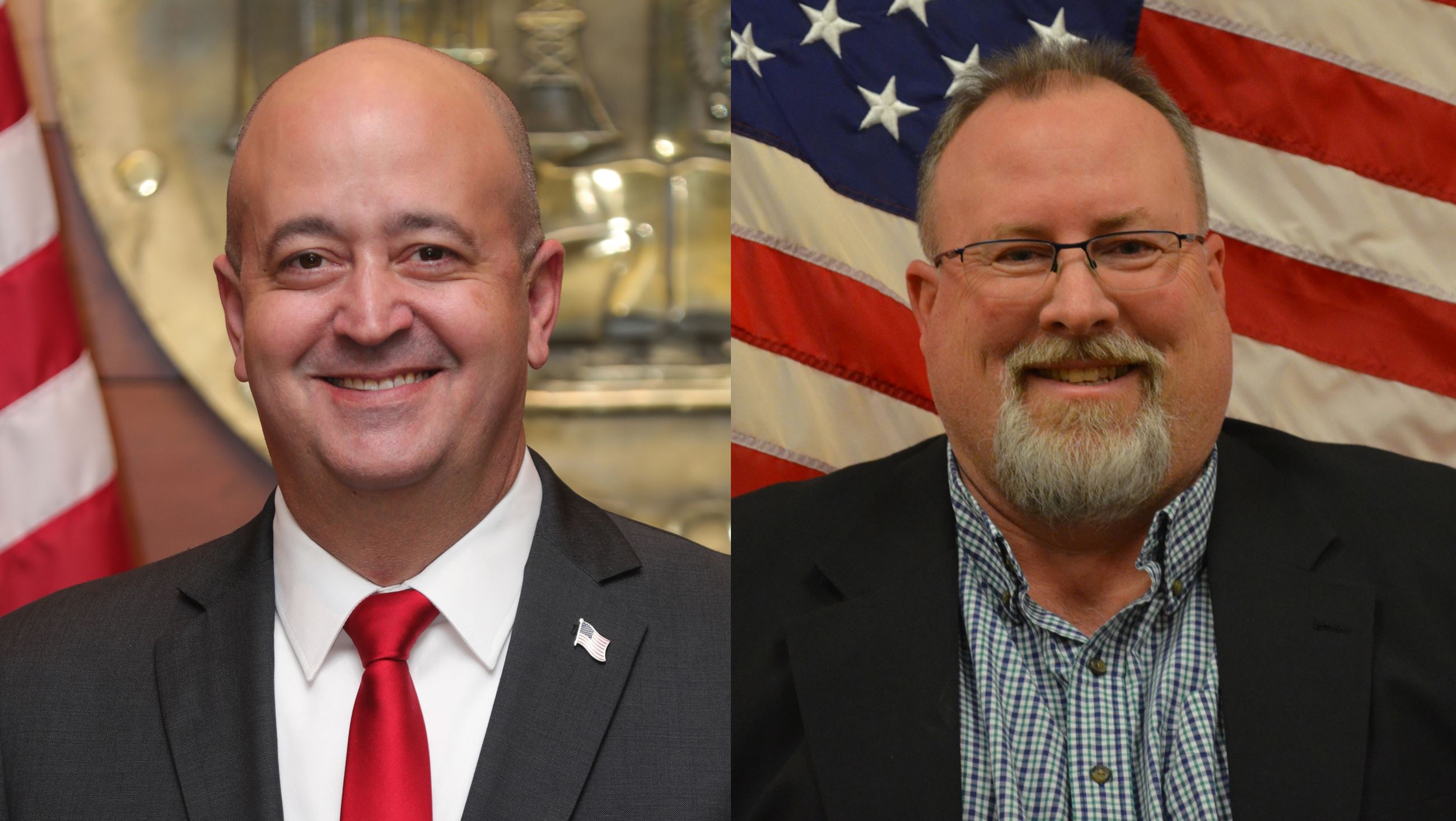 County Supervisor Rick Rickman (left) and Escalon Councilmember Dave Bellinger.