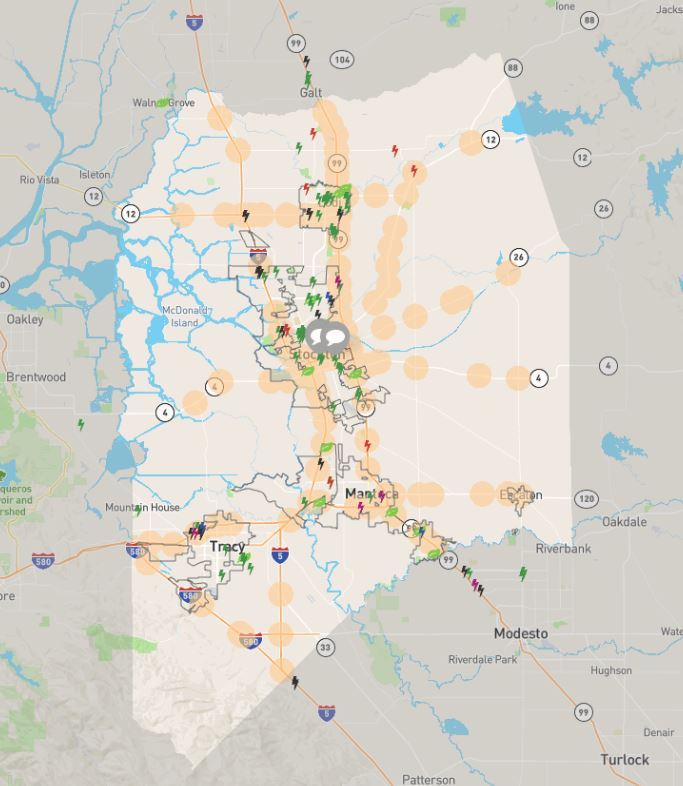 Image shows map of San Joaquin County with which to provide feedback.