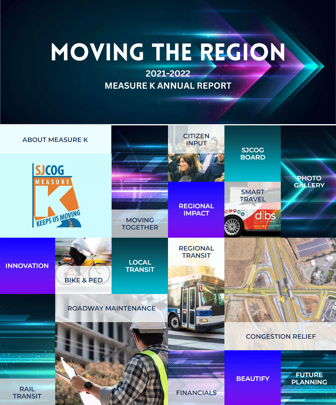 Image shows the landing page for the online Measure K annual report.