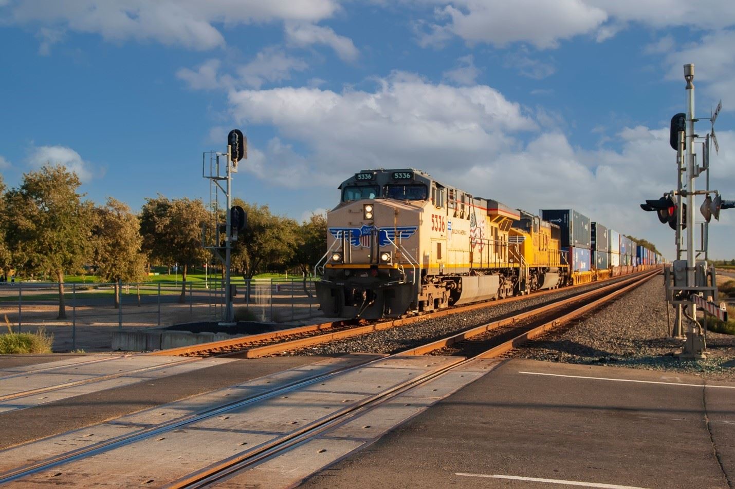 Image shows a freight train