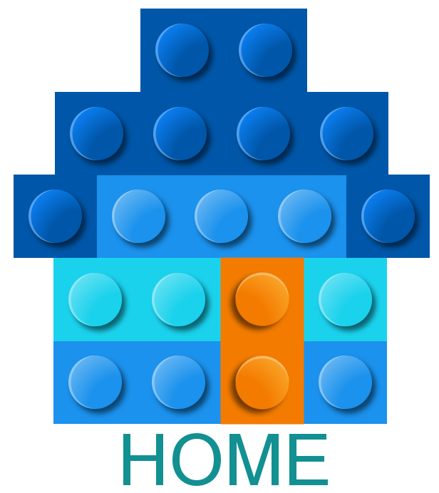 Lego House with text "home"