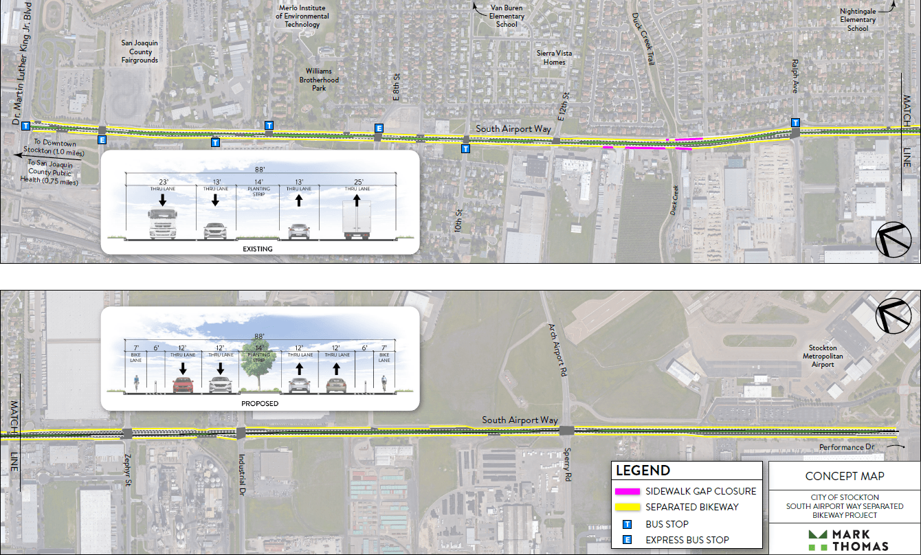 Stockton_S Airport Way Separated Bikeway